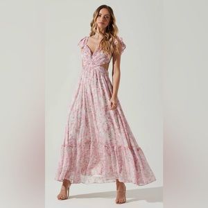 Pink Floral Cutout Maxi Dress